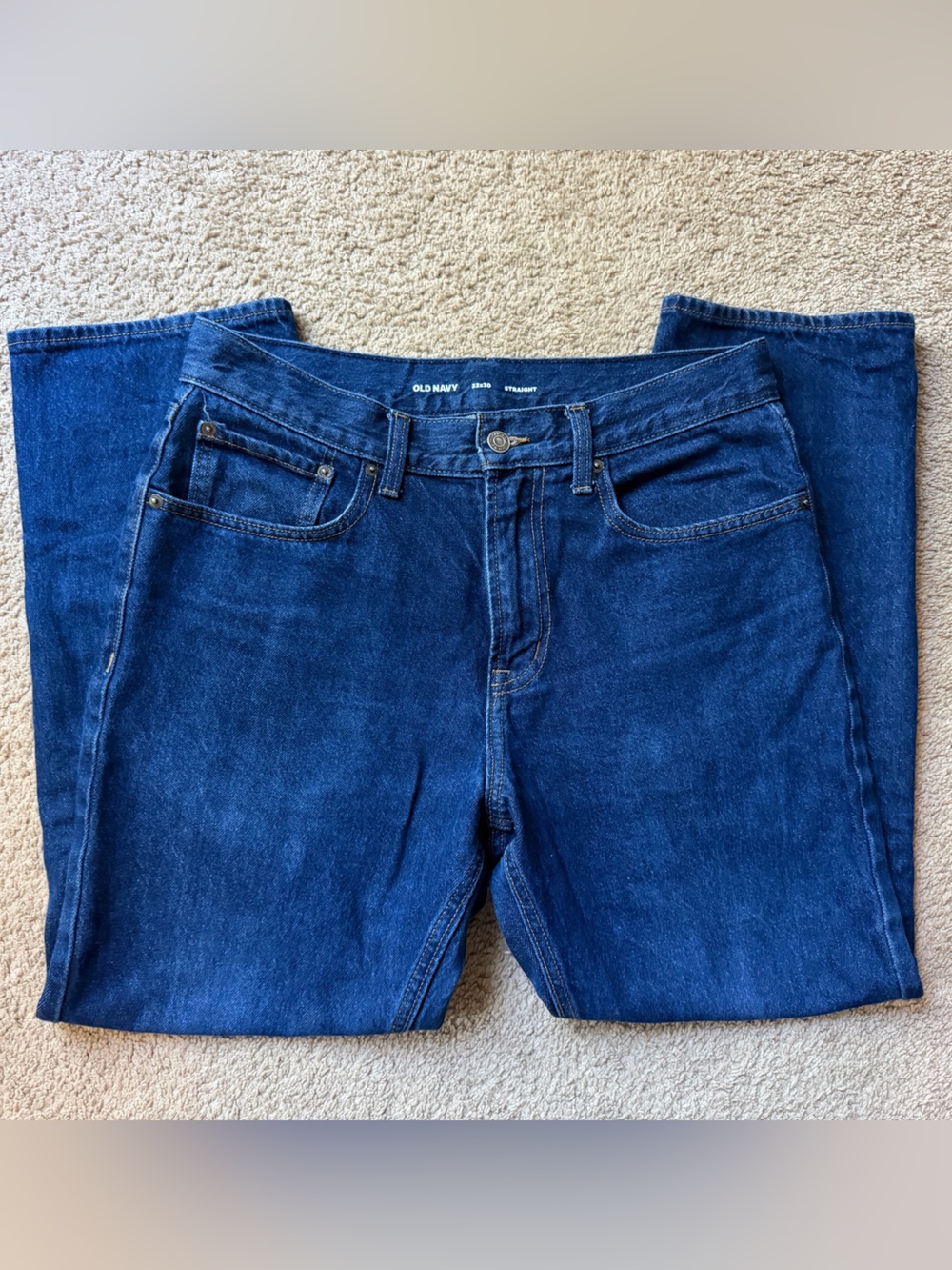 Old Navy Men's Straight Jeans in Deep Blue Denim